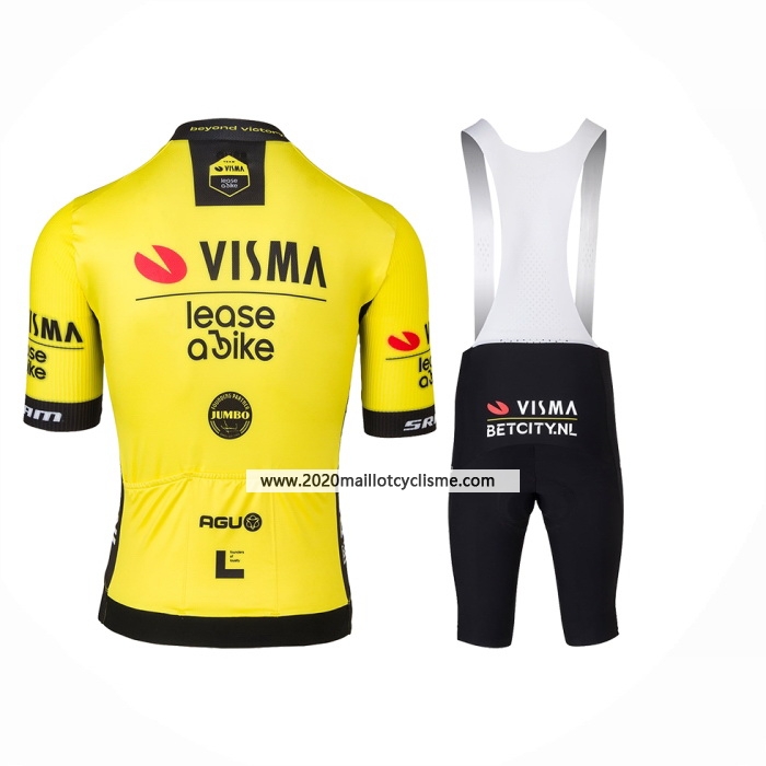 2024 Maillot Cyclisme Jumbo Visma Jaune Noir Manches Courtes Et Cuissard